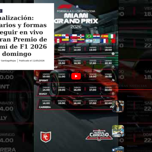 Horarios y dónde ver en vivo la carrera del Gran Premio de Miami de Fórmula 1 este domingo