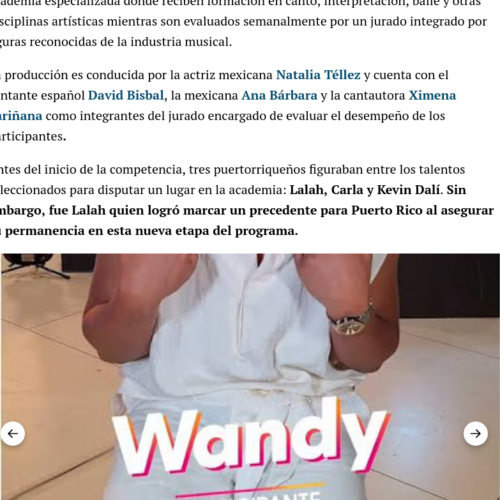 Lalah se convierte en la primera boricua en entrar a la academia de 'Operación Triunfo Estados Unidos'