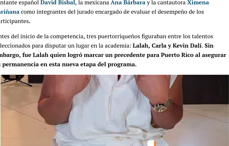 Lalah se convierte en la primera boricua en entrar a la academia de 'Operación Triunfo Estados Unidos'