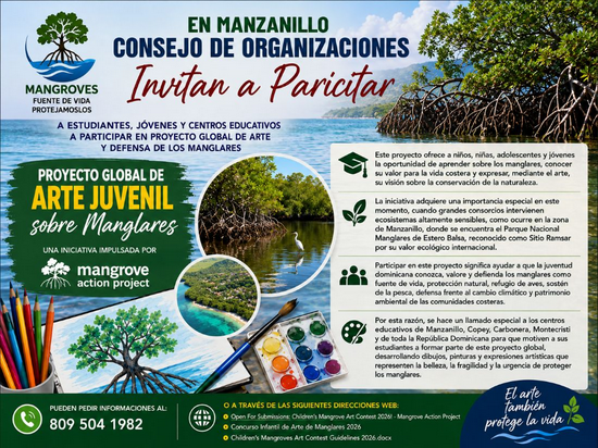 Convocan a escuelas dominicanas a concurso internacional de arte infantil sobre manglares desde Manzanillo