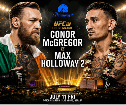 Holloway vence a McGregor en UFC 329 tras lesión del irlandés; la pelea se vio por Paramount Plus