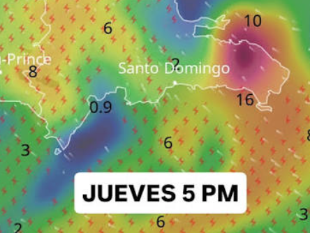 Onda tropical 38 provocará lluvias moderadas en el territorio dominicano este jueves