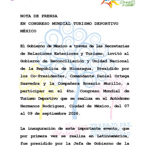 Delegación de Nicaragua se presenta en el 4to. Congreso Mundial de Turismo Deportivo en México