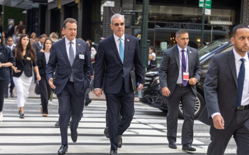 Luis Abinader camina por las calles de Nueva York en su visita a la ONU